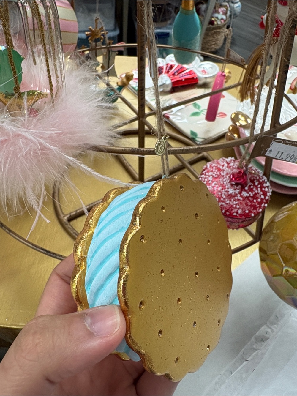 Blue ice cream sandwich ornament by Glitterville.